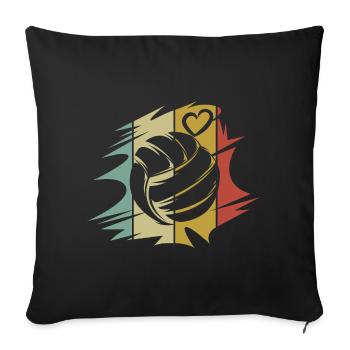 Rétro volley-ball amour coeur symbole couleurs vintage - Housse de coussin décorative 45 x 45 cm - noir - Devant