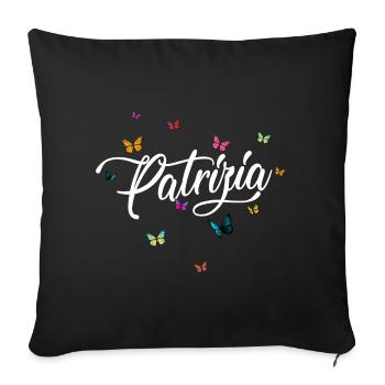 PATRIZIA - Prénom de fille avec des papillons colorés - Housse de coussin décorative 45 x 45 cm - noir - Devant