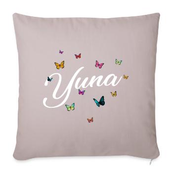 YUNA - Girl Name with Colorful Butterflies - Sofa pillowcase 17,3'' x 17,3'' (45 x 45 cm) - light taupe - Front