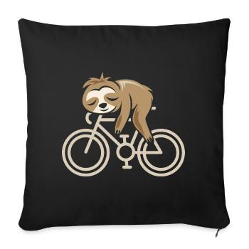 Vélo paresseux Vélo de route Gravel Bande dessinée Logo de dessin animé - Housse de coussin décorative 45 x 45 cm - noir - Devant