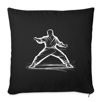 Dessin Karateka - Housse de coussin décorative 45 x 45 cm - noir - Devant