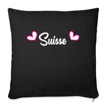 SUISSE. PAYS. GENEVE. HUMOUR. DRAPEAU - Housse de coussin décorative 45 x 45 cm - noir - Devant