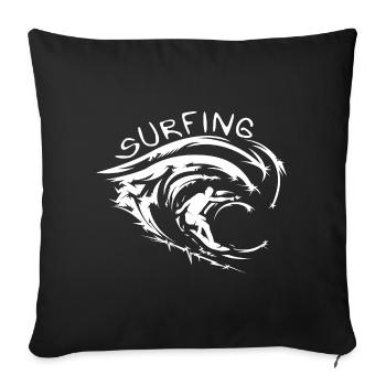 surfeur vagues mer océan eau surf icône logo - Housse de coussin décorative 45 x 45 cm - noir - Devant