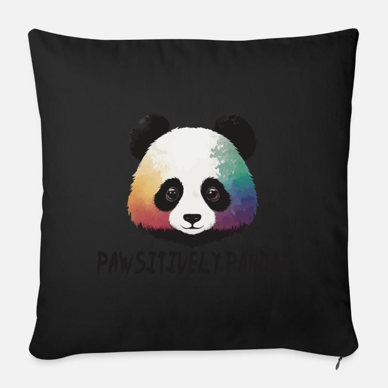 Panda Bär Love Liebe Kinder Pawsitively Panda - Sofakissenbezug 45 x 45 cm - Schwarz