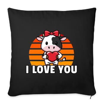 I Love You - Vintage Sunset Cow - Sofa pillowcase 17,3'' x 17,3'' (45 x 45 cm) - black - Front