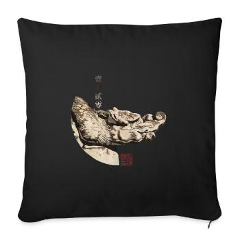 Chinesischer Drache im Himmelstempel_Chi 1420 - Sofakissenbezug 45 x 45 cm - Schwarz - Vorne
