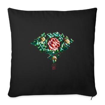 Chinesisch_Blumen_Verbotene Stadt_Pfingstrose1420 - Housse de coussin décorative 45 x 45 cm - noir - Devant
