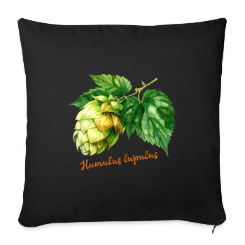 Humulus lupulus - botanical illustration - Sofa pillowcase 17,3'' x 17,3'' (45 x 45 cm) - black - Front