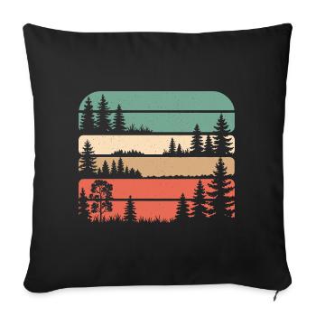 Retro Wald Natur Silhouette Bäume Wandern Geschenk - Sofakissenbezug 45 x 45 cm - Schwarz - Vorne