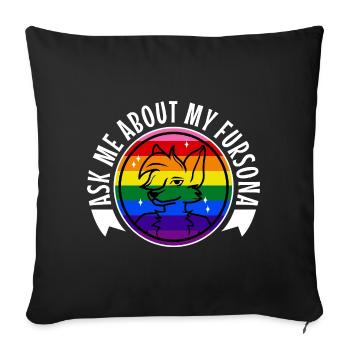 Posez-moi des questions sur mon Fursona - Housse de coussin décorative 45 x 45 cm - noir - Devant