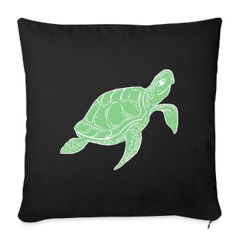 Tortue de mer verte Océan Illustration - Housse de coussin décorative 45 x 45 cm - noir - Devant