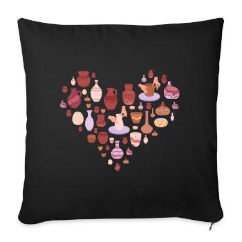 Amour pour l'art de la poterie en forme de cœur - Housse de coussin décorative 45 x 45 cm - noir - Devant
