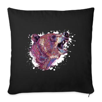 Tête d’ours Neon Splash - Housse de coussin décorative 45 x 45 cm - noir - Devant
