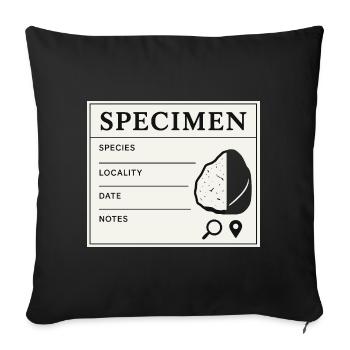 Étiquette de collection d’échantillons géologiques fossiles - Housse de coussin décorative 45 x 45 cm - noir - Devant