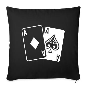Poker Cards – Texas Hold'em Casino Design - Sofa pillowcase 17,3'' x 17,3'' (45 x 45 cm) - black - Front