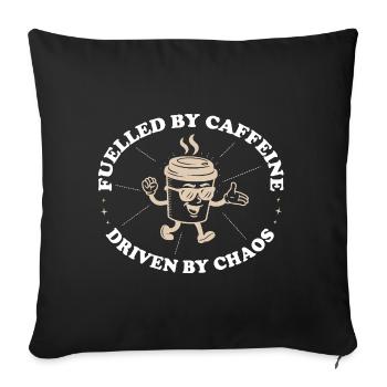Alimenté par la caféine – Chaos Lover Coffee Saying - Housse de coussin décorative 45 x 45 cm - noir - Devant
