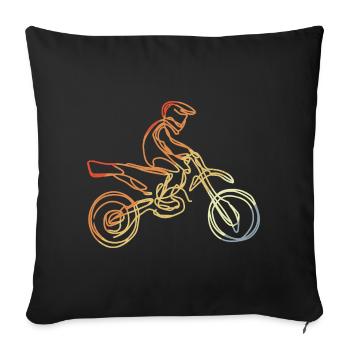 Croquis de pilote de motocross vintage - Housse de coussin décorative 45 x 45 cm - noir - Devant