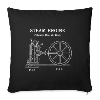Vintage Steam Engine Blueprint - Sofa pillowcase 17,3'' x 17,3'' (45 x 45 cm) - black - Front