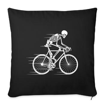 Skeleton Cyclist in Motion - Sofa pillowcase 17,3'' x 17,3'' (45 x 45 cm) - black - Front