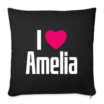 I Love Amelia Pink Heart I Love Amelia - Sofa pillowcase 17,3'' x 17,3'' (45 x 45 cm) - black - Front