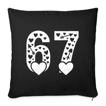 Saint-Valentin 6-7 Fun 67 Numéro Saint-Valentin 6 - Housse de coussin décorative 45 x 45 cm - noir - Devant