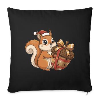 Winter Joy Squirrel Gift - Sofa pillowcase 17,3'' x 17,3'' (45 x 45 cm) - black - Front
