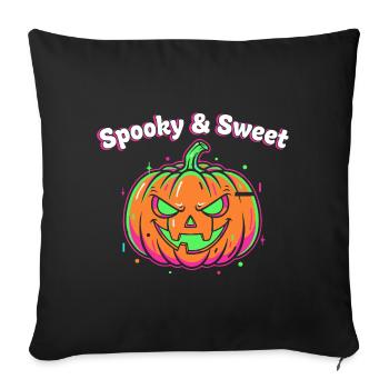 Spooky & Sweet Neon Kürbis - Sofakissenbezug 45 x 45 cm - Schwarz - Vorne