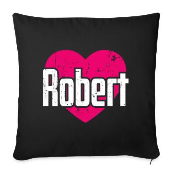 I Love Robert Pinkes Herz Ich liebe Robert - Sofakissenbezug 45 x 45 cm - Schwarz - Vorne