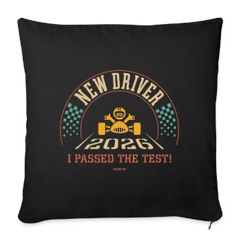 New Driver 2026 – I Passed The Test! (4C) - Sofa pillowcase 17,3'' x 17,3'' (45 x 45 cm) - black - Front