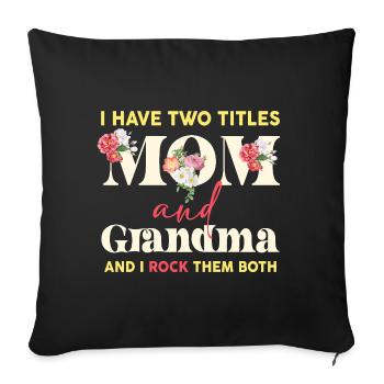 Maman et Grand-mère Duo Floral Rock - Housse de coussin décorative 45 x 45 cm - noir - Devant
