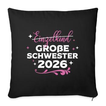 Grande Sœur Bébé Bébé Grossesse 2026 - Housse de coussin décorative 45 x 45 cm - noir - Devant