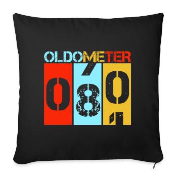 Oldometer 80 Turning 80 Retro Birthday Milestone - Sofa pillowcase 17,3'' x 17,3'' (45 x 45 cm) - black - Front