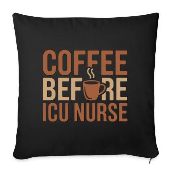 Un café de l’infirmière en soins intensifs avant des soins aigus Amoureux du café - Housse de coussin décorative 45 x 45 cm - noir - Devant
