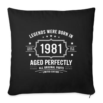 Original 1981 Vintage | Geburtstagsgeschenk 1981 - Sofakissenbezug 45 x 45 cm - Schwarz - Vorne