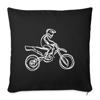 Dessin de pilotes de motocross - Housse de coussin décorative 45 x 45 cm - noir - Devant