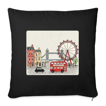 Scène de la ville londonienne dessin animé Big Ben - Housse de coussin décorative 45 x 45 cm - noir - Devant