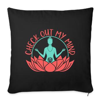Yoga Check Out My Mind Funny Yoga - Sofa pillowcase 17,3'' x 17,3'' (45 x 45 cm) - black - Front
