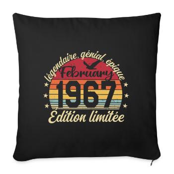 Février 1967 Anniversaire février 1967 Retro 1967 - Housse de coussin décorative 45 x 45 cm - noir - Devant