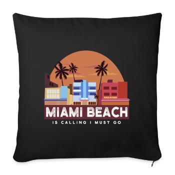Miami Beach Retro Skyline - Sofa pillowcase 17,3'' x 17,3'' (45 x 45 cm) - black - Front