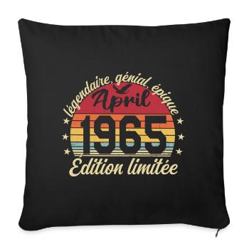 1965 April Birthday April 1965 - Sofa pillowcase 17,3'' x 17,3'' (45 x 45 cm) - black - Front