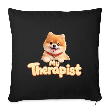 Pomeranian My Therapist - Sofa pillowcase 17,3'' x 17,3'' (45 x 45 cm) - black - Front