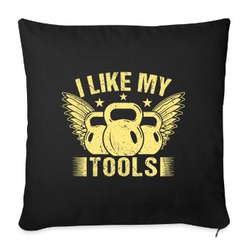 Passionnés de fitness J’aime mes outils gymnastique de calisténique - Housse de coussin décorative 45 x 45 cm - noir - Devant