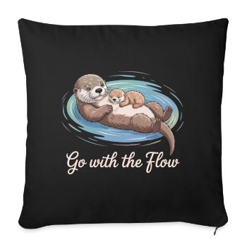 Otter Duo : Laisse Aller avec le Courant - Housse de coussin décorative 45 x 45 cm - noir - Devant