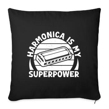 Harmonica Musican Is My Superpower Harmonica - Sofakissenbezug 45 x 45 cm - Schwarz - Vorne