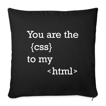 Motif de programmeur drôle pour les développeurs web - Housse de coussin décorative 45 x 45 cm - noir - Devant