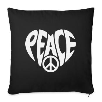 Peace heart design with peace sign - Sofa pillowcase 17,3'' x 17,3'' (45 x 45 cm) - black - Front