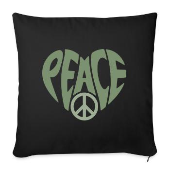 Peace Heart with Peace Typo - Sofa pillowcase 17,3'' x 17,3'' (45 x 45 cm) - black - Front