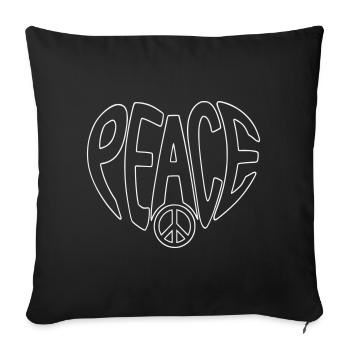Cœur de la Paix avec le Signe de la Paix - Housse de coussin décorative 45 x 45 cm - noir - Devant