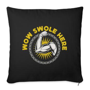 Motivation fitness Bodybuilder Wow Swole ici - Housse de coussin décorative 45 x 45 cm - noir - Devant