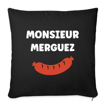 Monsieur Merguez Saucisse Dessin - Housse de coussin décorative 45 x 45 cm - noir - Devant